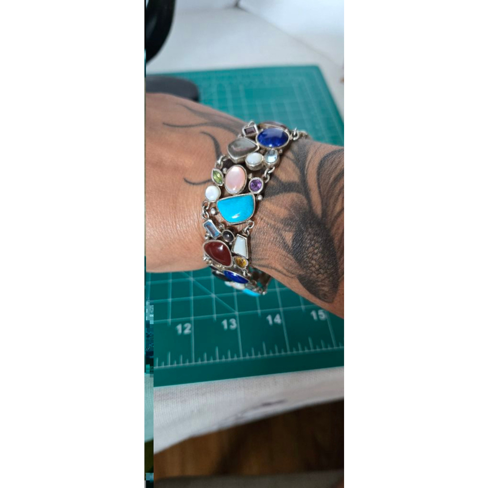 Bracelet multi gemstone 925 sterling
